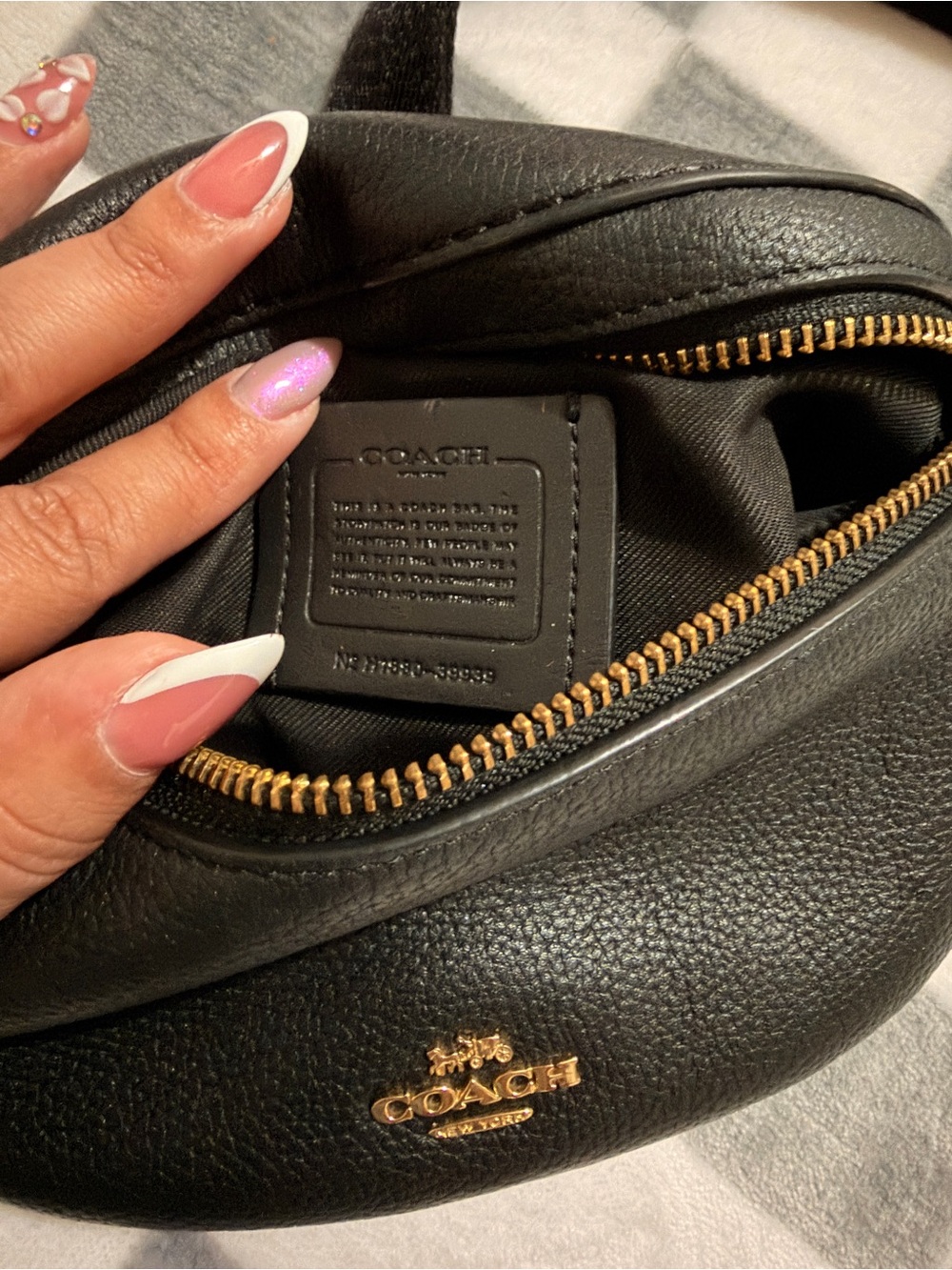 Coach Black Pebbled Leather Crossbody Belt Bag with Gold Hardware - Picture 2 of 3